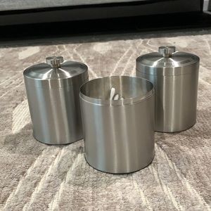 Restoration Hardware bathroom set of metal jars
